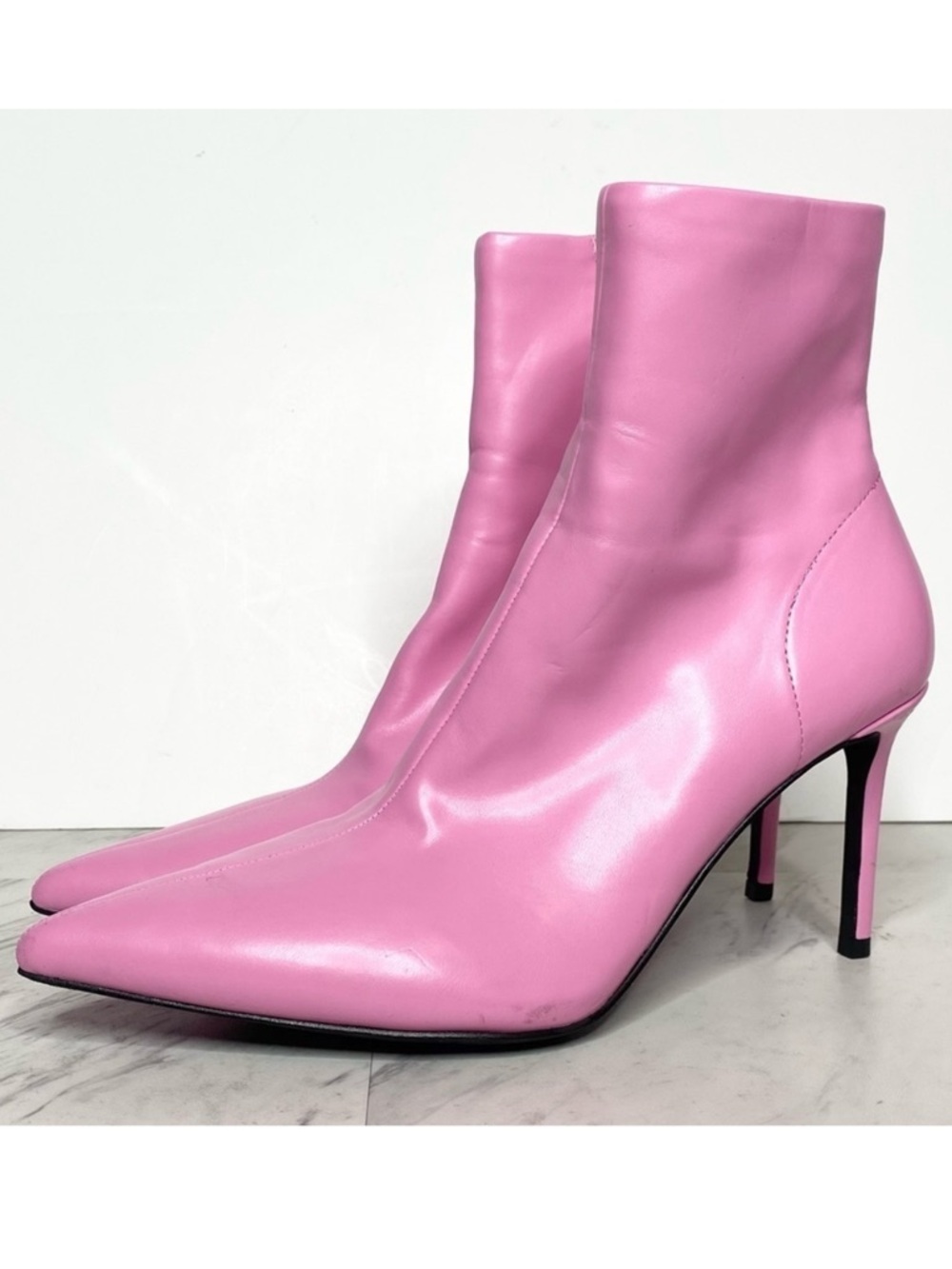 Jeffrey Campbell Nixie Pink Faux Leather Pointed Toe Bootie 8 1/2